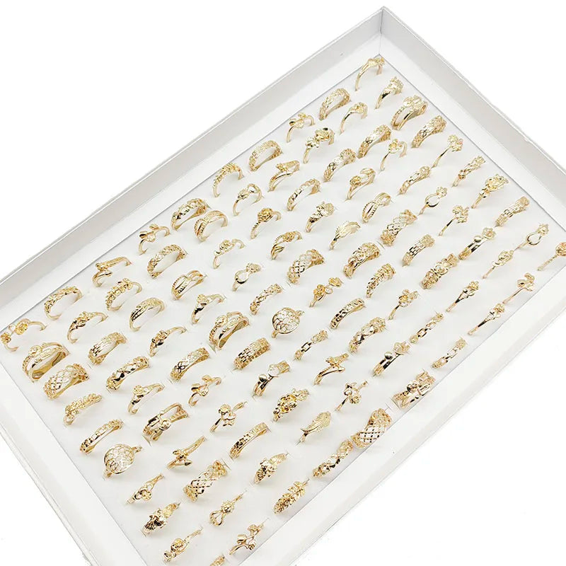 30pcs/Lot Wholesale New Mix Style Big Snake Finger Rings For Women Black Enamel Cutout Butterfly Star Cute Flower Jewelry Gifts