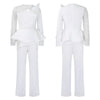 Luxury Jumpsuits & Rompers for Women Round Neck Beaded Transparent Sleeve High Waisted Elegant Female Birthday Party Overalls