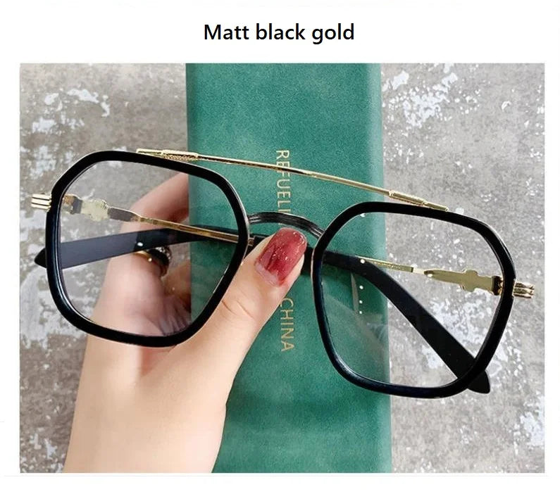 -1 -1.5-2-2.5-3 Doppelsteg Quadratische Myopie Brille Herren Damen Retro Anti-Blaulicht Kurzsichtigkeit mit Sehstärke Computerbrille