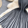 Joskaa 2026 Autumn Retro Striped Knit Dress Women Elegant Pleated Waist Slim Low Cut Sleeveless A-line Slip Dress Streetwear