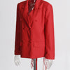 TWOTWINSTYLE Patchwork-Diamanten rückenfreier Blazer für Damen mit gekerbtem Kragen, langen Ärmeln, gespleißten Knöpfen, schickem Damen-Stil
