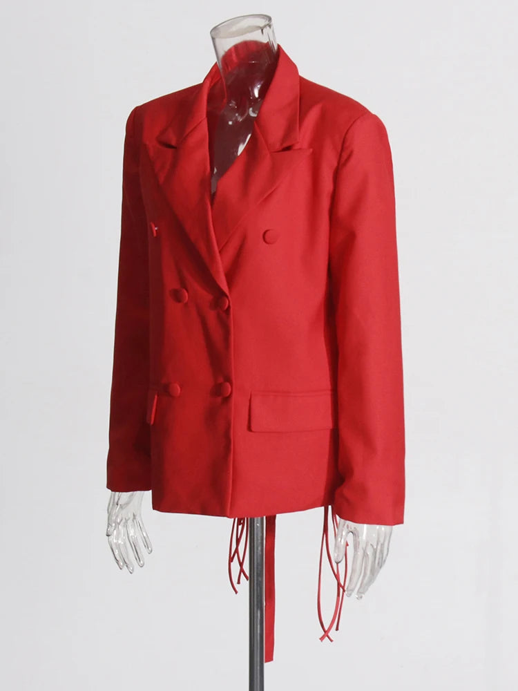 TWOTWINSTYLE Patchwork-Diamanten rückenfreier Blazer für Damen mit gekerbtem Kragen, langen Ärmeln, gespleißten Knöpfen, schickem Damen-Stil