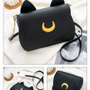 Summer Sailor Moon Ladies Handbag Black Luna Cat Shape Chain Shoulder Bag PU Leather Women Messenger Crossbody Small Bag Purses
