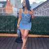 Camisole Dress Sexy Sleeveless Women Denim Dresses Solid Spliced Sheath Slim Washed Distressed 2025 Summer Wrap Buttocks