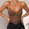 Sexy Lace French High End Design Sense Short Style Top Crop Top Off Shoulder Sleeveless Camisole 2024 Harajuku Korean Clothes