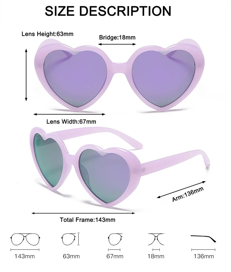 Neue herzförmige polarisierte Sonnenbrille für Damen, modisch, süß, Retro, Vintage, Verlaufs-Sonnenbrille, UV400-Schutz, Unisex-Brille