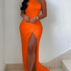 Sommerliches elegantes, unifarbenes Kleid mit hohem Beinschlitz, gerafftes Maxi-Bodenkleid, weißes sexy Korsett, asymmetrische Partykleider für Damen