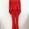 Pantsuit Suits Blazer Women Red Orange New Design Flare Pants Set Two Piece Sets Festival Office Business Female Suit Outfits