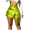 Womens Glitter Metallic Pu Leather Booty Shorts Elastic Waist Solid Color Hotpants With Tight Fit Shorts Nightclub Bar Shorts