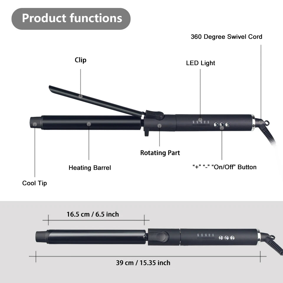 Professioneller rotierender Lockenstab Nano Titanium Schwarz Haarlockenwickler mit 230 Grad