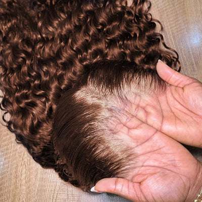 40 30 Inch Chocolate Brown Deep Wave Lace Front Wigs Human Hair #4 Colored 13x4 13x6 Hd Curly Lace Frontal Wigs Pre Plucked