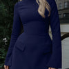 Hugcitar 2024 Frühling O-Ausschnitt Langarm Uni Patchwork Reißverschluss Sexy Bodycon Minikleid Damen Mode Outfits Geburtstagsparty Y2K