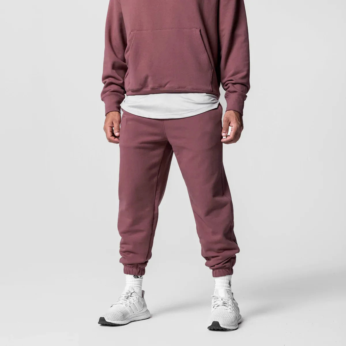 Men's Thick Cotton Training Sets Hoodie Casual Sports Pullover Hooded 2-piece Top with Pants Sweatshirts Gym Running Tracksuits