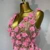 Women Luxury Pink Flowers Pearls Lace See Through Bodycon Mini Dress Birthday Photoshoot Evening Party Nightclub Stage Costume