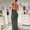 Elegant Women Dress Basic Short Sleeve Sexy Backless Slim Fit Summer Casual Vintage Gothic Streetwear Long Dress