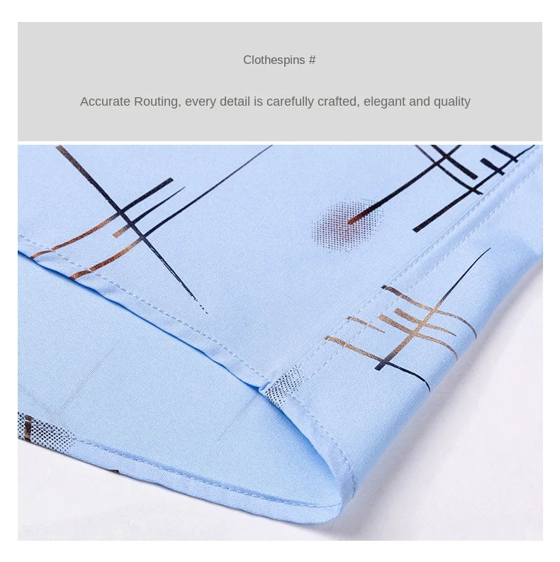 Men's Print Shirt Autumn Spring Long Sleeve Thin Non Iron Fashion Business Causal Social Anti-wrinkle Plaid Slim Fit Chemise Hom