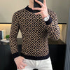 Herbst Winter Samt Strickpullover Herren Langarm Rundhalspullover Slim Fit Business Freizeit Strickwaren Tops Herrenbekleidung