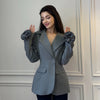 Spring Autumn Women 3D Flowers Long Sleeve Blazer Coat Chic Turn Down Collar Floral Suits Jacket Slim Waist Fit OL Cardigan Tops