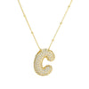 Cubic Zirconia Gold Plated  Bubble Alphabet Letter Necklace Monogram Necklace Balloon Initial Necklace Gifts for Women Girls