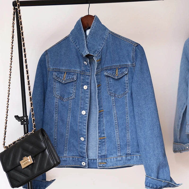 New Women's Denim Jacket Spring and Autumn 2026 Casual Short Denim Jacket Women's Korean Version Solid Color Jacket Clothes