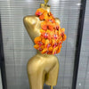 Rosered Orange Women Sexy Florals Backless Halter Bodycon Tops Nightclub Party Celebrate Carnivals Music Festival Tops