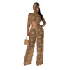 Women Two Piece Pant Sets Sexy Hollow Out Vest Sleeveless Tanks Tops Splice Long Pants Drawstring Streetwear Summer 2025