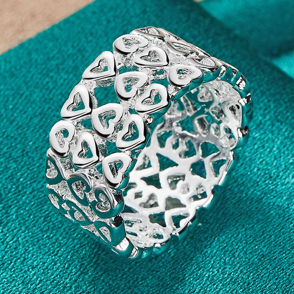 URMYLADY 925 Sterling Silber Hohlherz 7-10# Ring für Frauen Hochzeit Charm Verlobung Modeschmuck