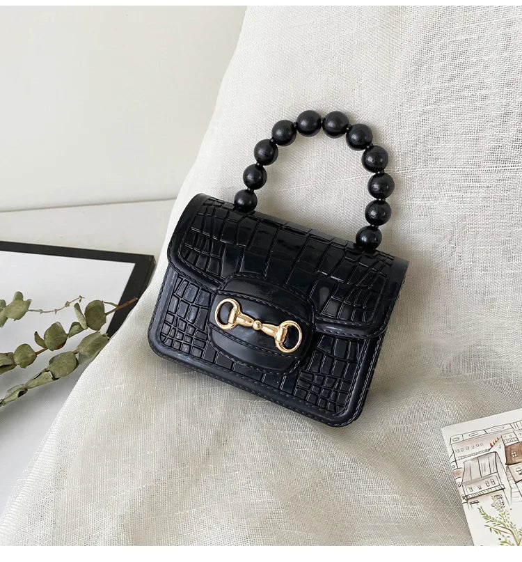 Fashion Mini Handbags PVC Crossbody Coin Purse Crocodile Pattern Pearl Handbag Plastic Small Chain Jelly Bag For Girl Wholesale