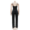 HBLL Women Club Outfits Spaghetti Strap Bodycon Jumpsuits Sparkly Rhinestone Romper Birthday Night Out One Piece Clubwear