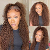 Chocolate Brown Curly Human Hair Wigs 13x4 13x6 Deep Wave Lace Frontal Wigs For Women Pre Plucked 100% Brazilian Human Hair Wig