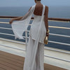 TARUXY Mode Trägerloses Kleid mit Band Frauen Elegantes Ärmelloses Mesh Strand Urlaub Langes Kleid Frühling 2025 Neues Damenkleid