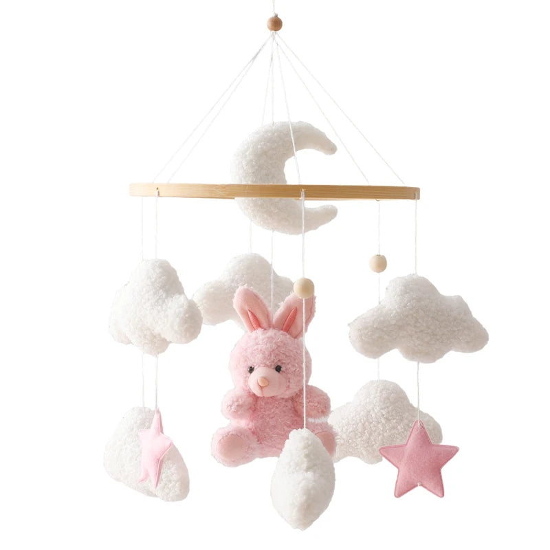 Baby-Kinderbett-Mobile-Rassel-Spielzeug 0-12 Monate Säugling Weicher Filz Teddy Samt Rosa Bär Bettglocke Hängendes Spielzeug Halterung Babybett Mädchen Spielzeug