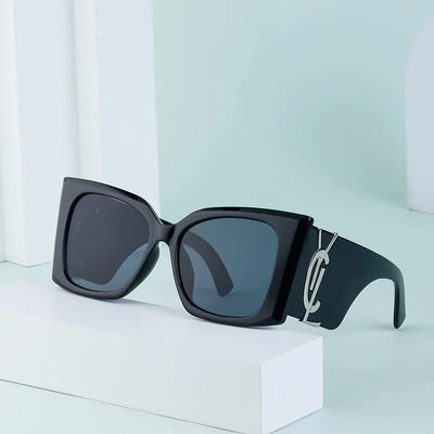 Vintage Marken Designer Übergroße Cat Eye Sonnenbrille Damen Für Herren 2024 Mode Großrahmen Brillen Trendy Sexy Damen Sonnenbrillen