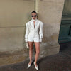 Urban White Women Blazer Coats Elegant Single Breasted V-neck Long Sleeve Female Jacket 2025 Autumn Office Lady Outwears