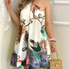 Women's Floral Print Halter Neck Boho Dress Backless Spring Summer Casual Elegant Gown for Party And Wedding