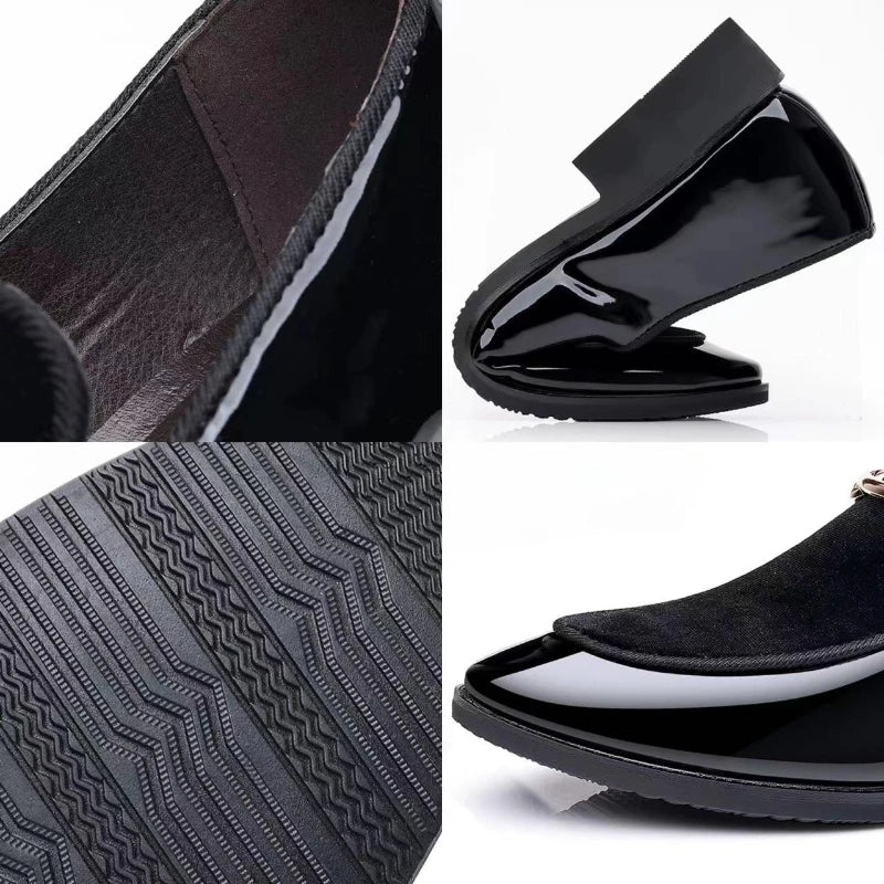 Herren Party Schuhe Schwarz Luxus Herren Formelle Lederschuhe Slipper Lackleder Business Casual Schuhe Loafer Große Größen Zapatos