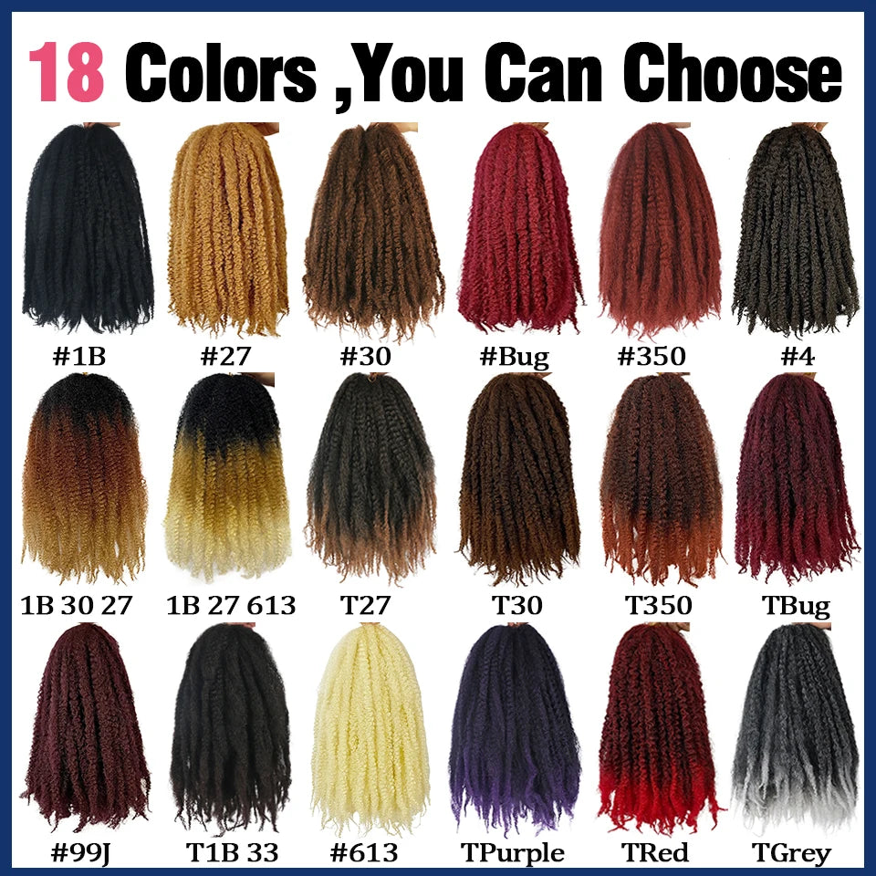 Yeaful 18 Inch Synthetic Marley Twist Braiding Hair Red Black Brown Ginger Bug Blonde #4 Pre Looped Marley Twists Crochet Hair