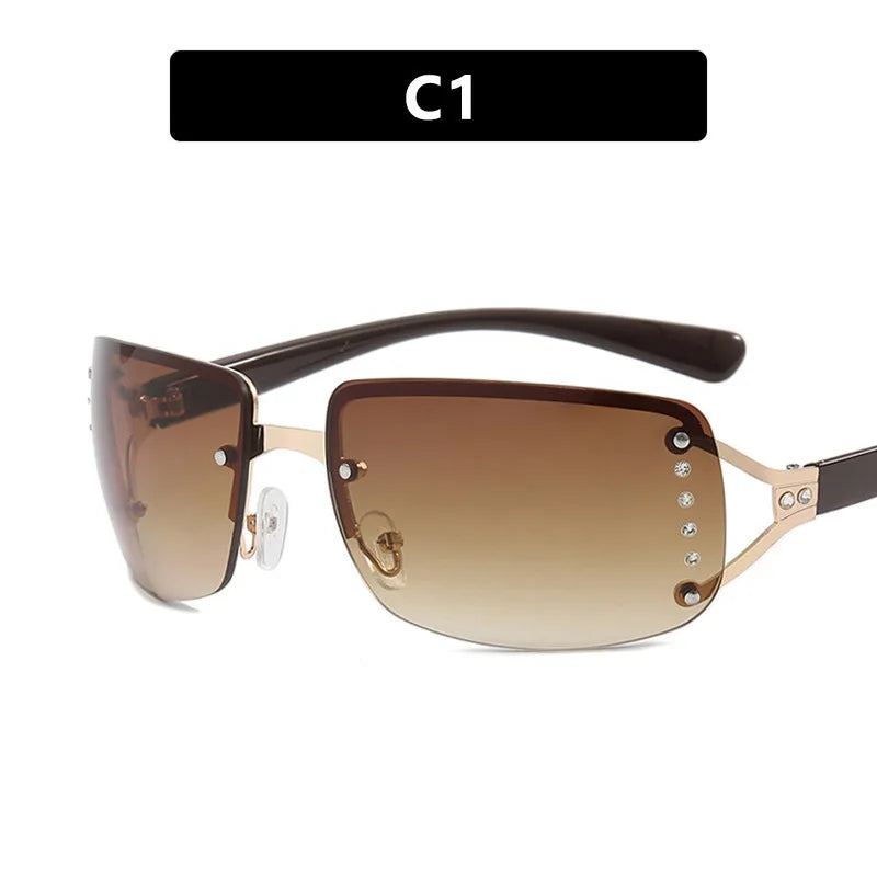 New Frameless Decorative Diamond Sunglasses Women's Design Brand Luxury Sun Glasses Outdoor Leisure Eyewear UV400 Gafas De Sol