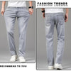 Sommer elastische Herrenjeans Mode Grau Bequeme Business Straight Stretch Baumwolle Casual Denim Hose Marke Männliche Dünne Hosen