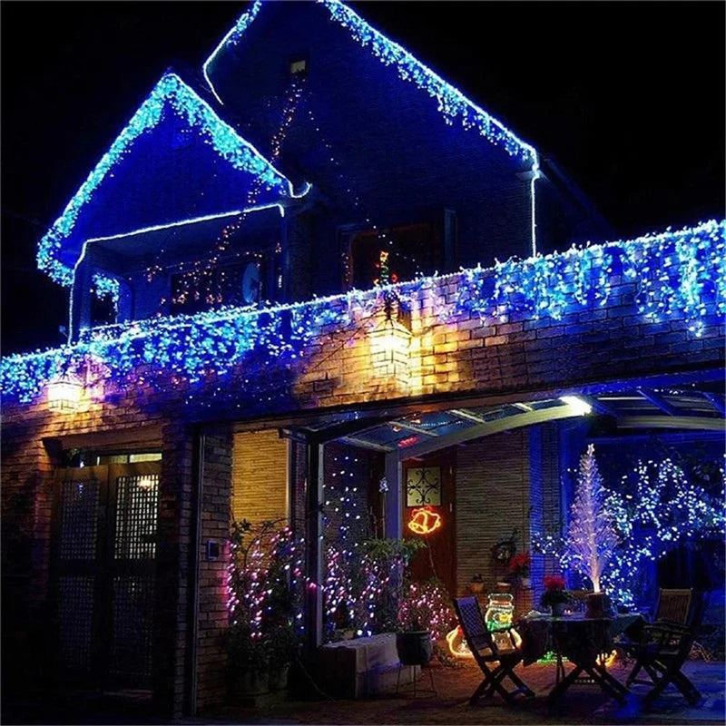 Weihnachtslichterketten Wasserfall Außendekoration 5M Abhänge 0,4-0,6m Led Lichtervorhang Lichterketten Partygarten Traufendekoration