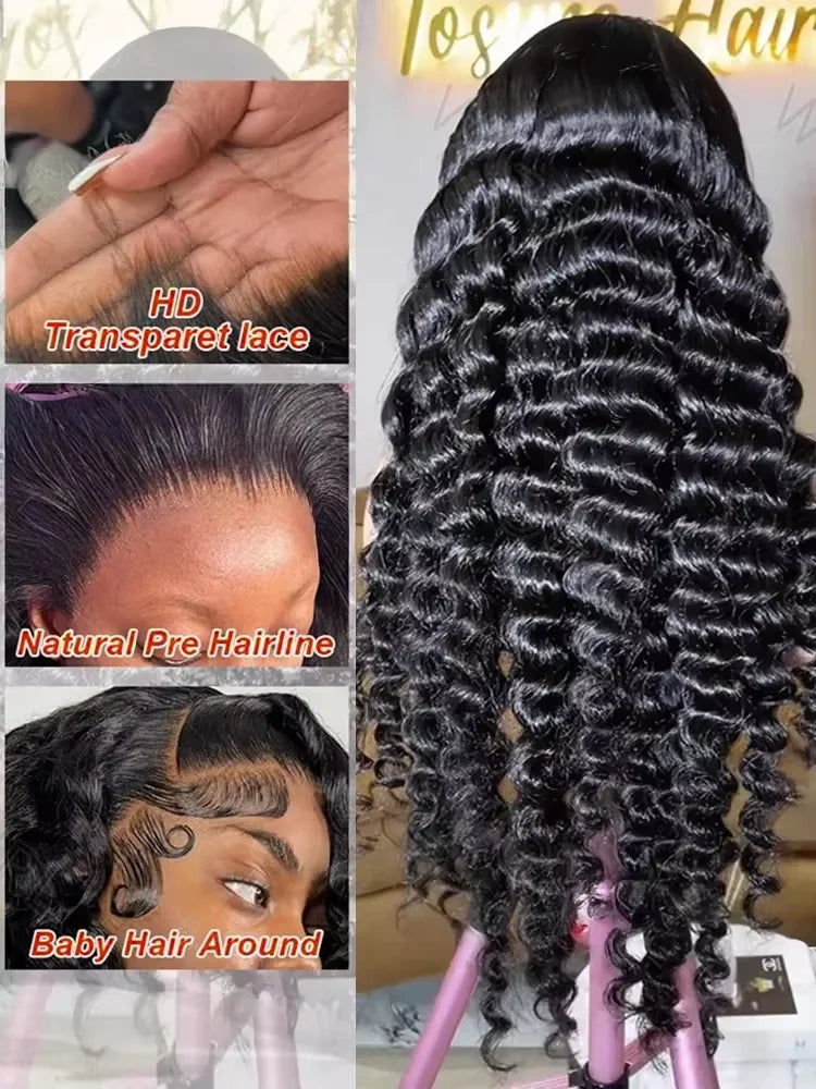 Loose Deep Wave 13x6 HD Lace Frontal Human Hair Wigs Brazilian Curly Wigs 13x4 Human Hair Lace Front Wig Preplucked Remy Hair