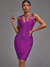 Lila Bandagenkleid 2022 Neues Damen-Bodycon-Kleid Elegant Sexy Neckholder-Abendclub-Partykleid Hochwertige Sommer-Outfits