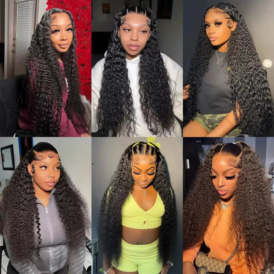 13X4 13X6 Water Wave Hd Transparent Lace Front Wigs Deep Wave Lace Frontal Pre Plucked Curly Human Hair Wigs 250 Density