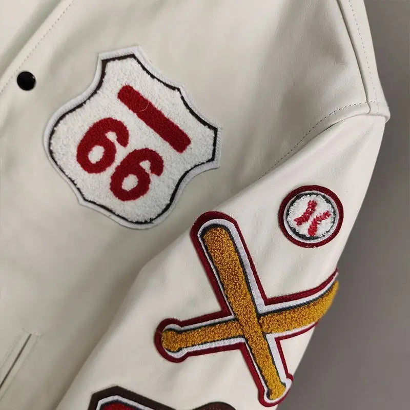 Street Popular Letter Flocking Embroidered Jacket And Coat Men 2023 New Y2K Harajuku Hip Hop Spliced Motorcycle Baseball Uniform