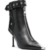 Gürtelschnalle Reißverschluss vorne Modenschau Stiefeletten Damen Herbst Winter Neu Spitz Metallverzierung Rote High Heels Ankle Boots