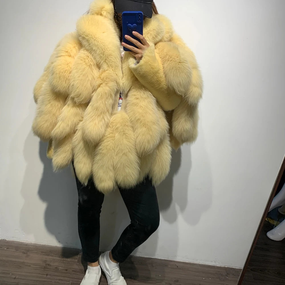 GO BALLISTIC YA Fox Fur Coat 2023 Winter New Natural Fur Clothing Fur Outwear 7337