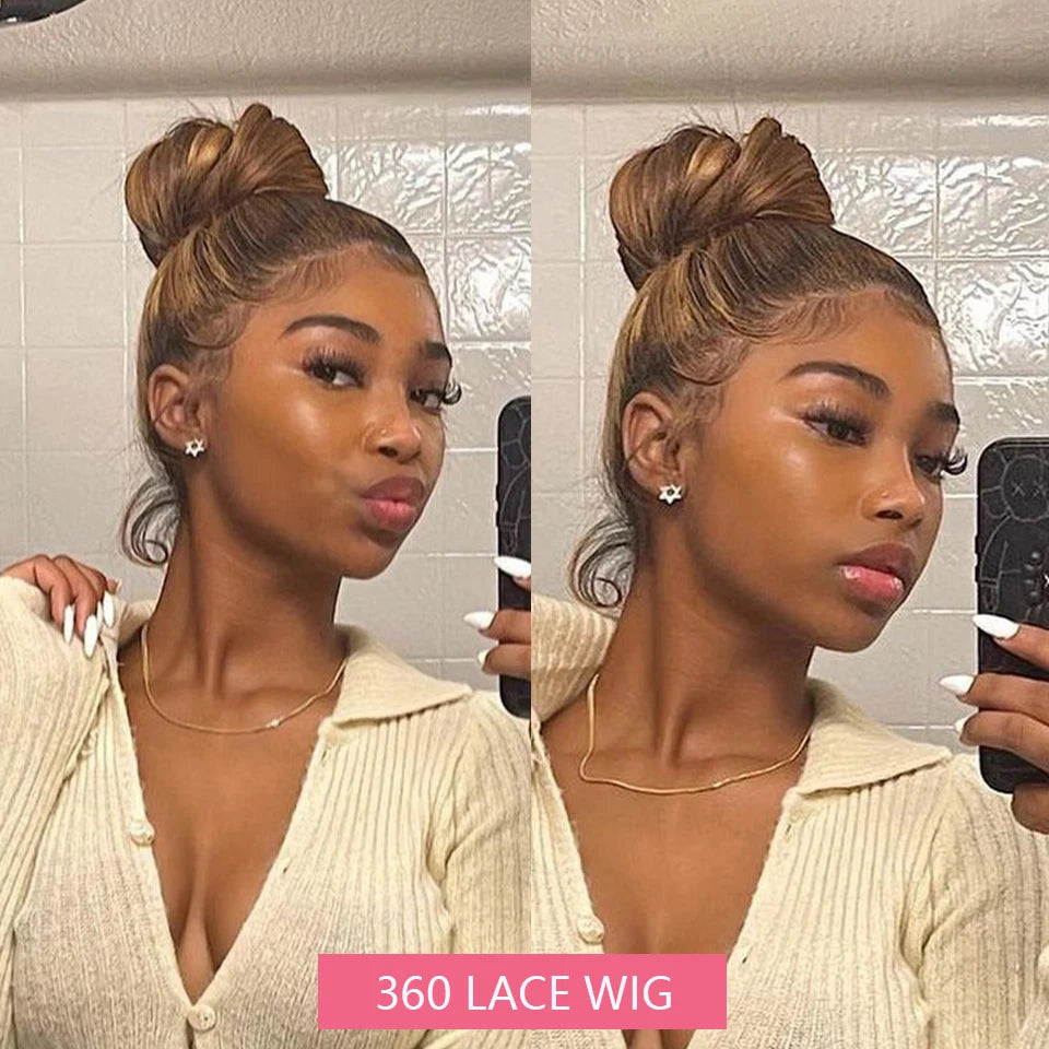 360 HD Lace Frontal Perücken 4/27 Highlight Perücke Body Wave 13×6 13X4 Lace Front Perücken für Frauen Echthaar Loose Wave Virgin Brazilian