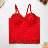 SXTHAENOO Damen Sexy Fashion Crop Top Diamant Blume Trägerloses Bustier Top BH Nachtclub Party Tank Top Weiblich Ropa De Mujer