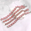 Iced Out Pink Cuban Armband für Frauen Hip Hop Gold Silber Farbe Kristall Herz Kreis Quadrat Armband 4Pcs Set Schmuck Geschenk