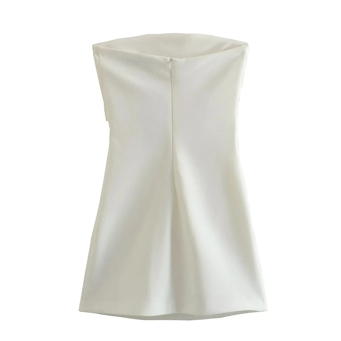 TRAF Damenkleid schulterfrei Korsett Kurze Kleider Gerafftes rückenfreies blaues schwarzes weißes Kleid Damen sexy Bodycon Partykleider